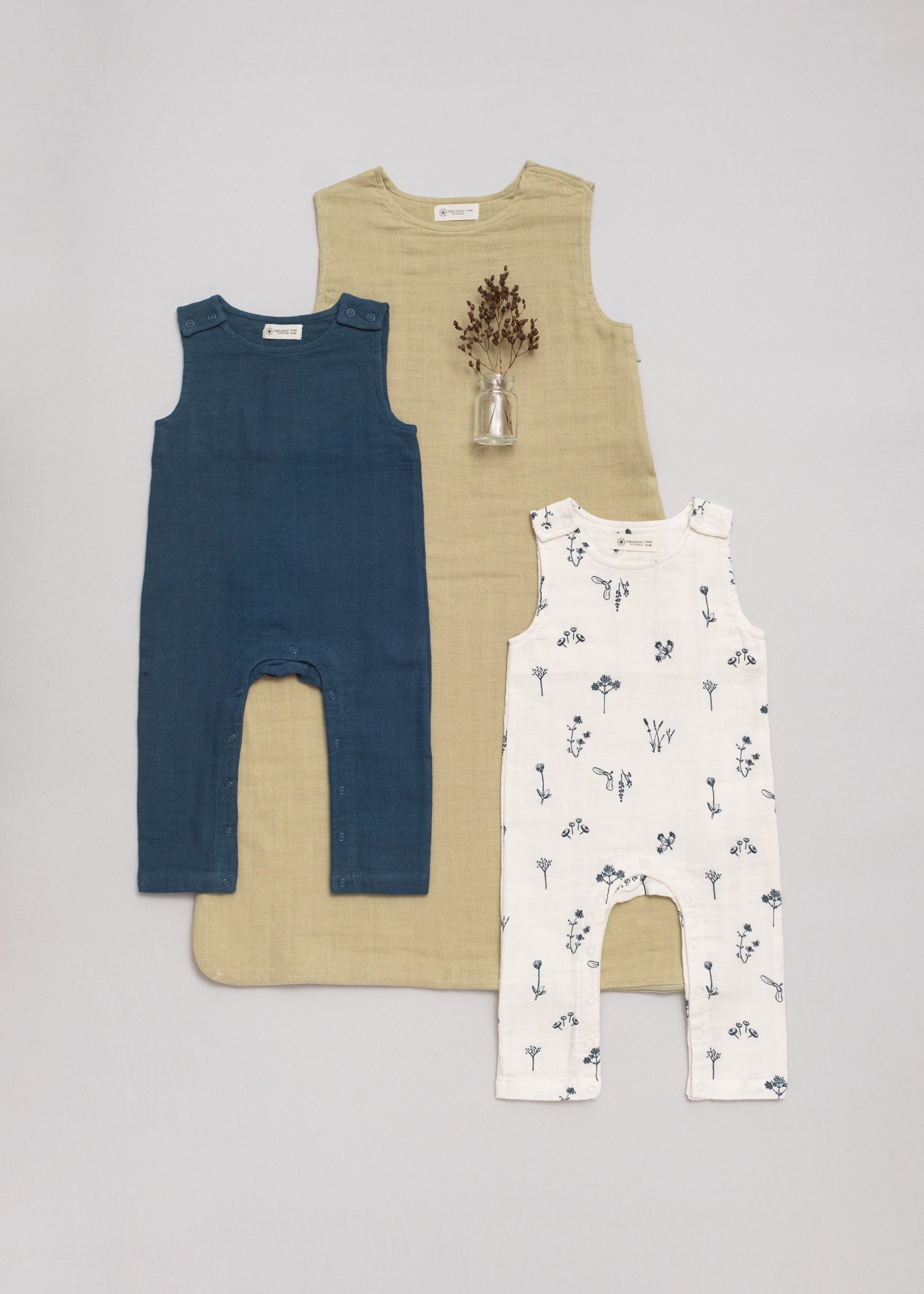 Playsuit sleeveless Plants Delight organic muslin