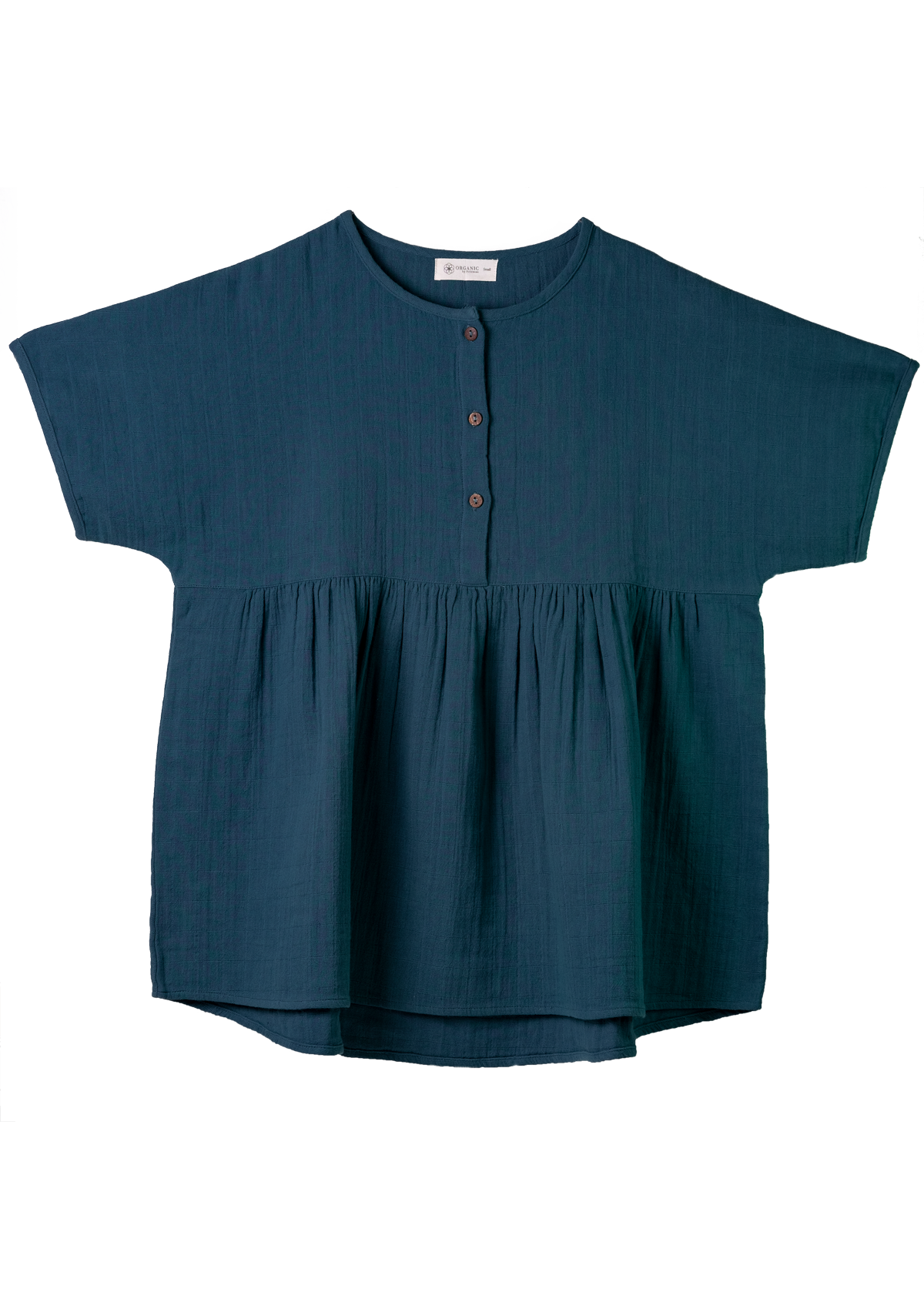 Tunic shirt Play of Colors Petrol-blue organic muslin